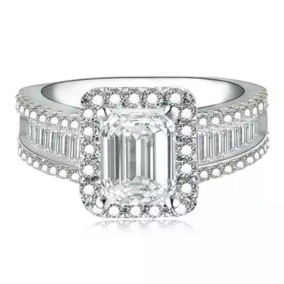 NEW 925 STERLING SILVER DIAMOND HALO RING - Picture 3 of 3